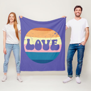 Retro Liefde Typografie Op  Sunset Stripes Fleece Deken