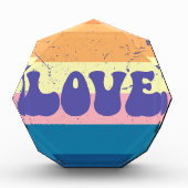 Retro Liefde Typografie Op Sunset Stripes Fotoblokken (Voorkant)