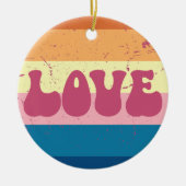 Retro Liefde Typografie Op  Sunset Stripes Keramisch Ornament (Voorkant)