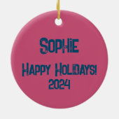 Retro Liefde Typografie Op  Sunset Stripes Keramisch Ornament (Achterkant)