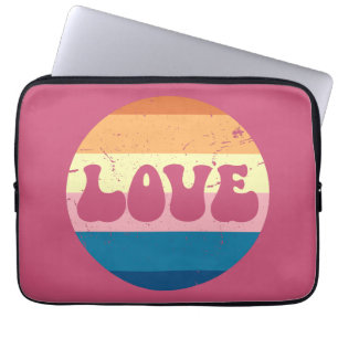 Retro Liefde Typografie Op  Sunset Stripes Laptop Sleeve