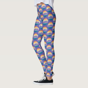 Retro Liefde Typografie Op Sunset Stripes Leggings