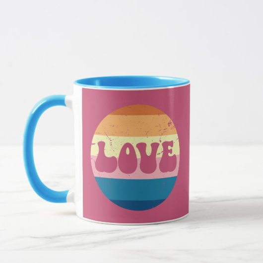 Retro Liefde Typografie Op  Sunset Stripes Mok (Links)