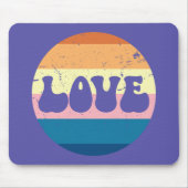 Retro Liefde Typografie Op Sunset Stripes Muismat (Voorkant)