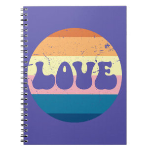 Retro Liefde Typografie Op  Sunset Stripes Notitieboek