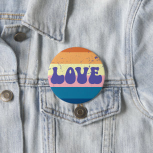 Retro Liefde Typografie Op  Sunset Stripes Ronde Button 7,6 Cm
