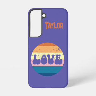 Retro Liefde Typografie Op  Sunset Stripes Samsung Galaxy Hoesje