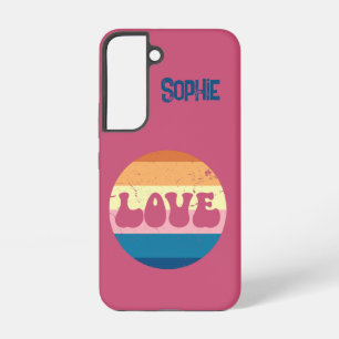Retro Liefde Typografie Op Sunset Stripes Samsung Galaxy Hoesje