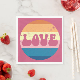 Retro Liefde Typografie Op  Sunset Stripes Servet