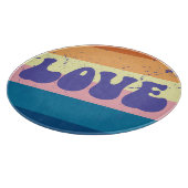 Retro Liefde Typografie Op Sunset Stripes Snijplank (Hoek)