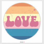 Retro Liefde Typografie Op  Sunset Stripes Sticker (Vel)