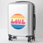 Retro Liefde Typografie Op  Sunset Stripes Sticker (Koffer)