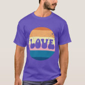 Retro Liefde Typografie Op  Sunset Stripes T-shirt (Voorkant)