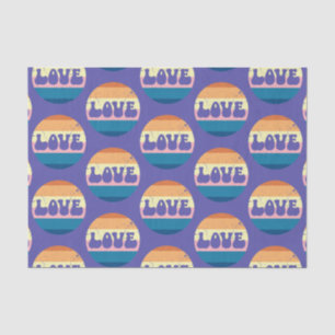 Retro Liefde Typografie Op Sunset Stripes Tissuepapier