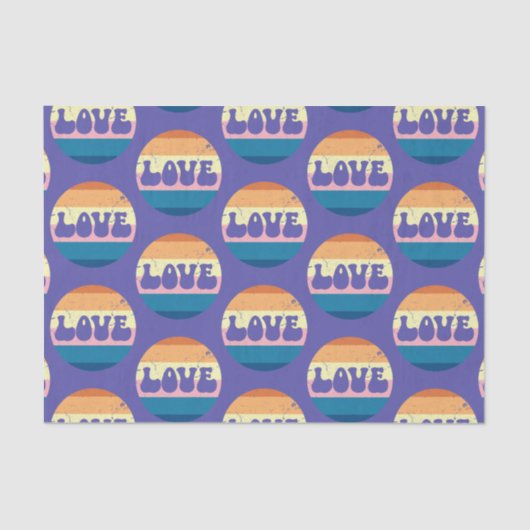 Retro Liefde Typografie Op  Sunset Stripes Tissuepapier (Voorkant)