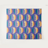 Retro Liefde Typografie Op Sunset Stripes Wandkleed (Voorkant (horizontaal))