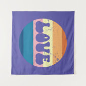 Retro Liefde Typografie Op  Sunset Stripes Wandkleed (Voorkant (horizontaal))