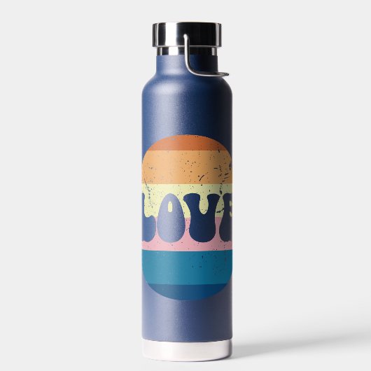 Retro Liefde Typografie Op Sunset Stripes Waterfles (Links)