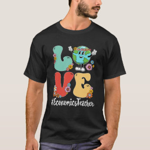 Retro Liefde Wereld Aarde Dag 2023 Economie Leraar T-shirt