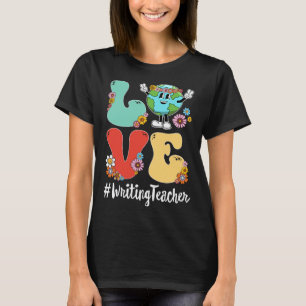 Retro Liefde Wereld Aardedag 2023 Schrijfleraar T-shirt