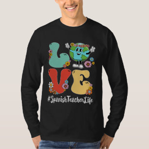 Retro Liefde Wereld Aardedag 2023 Spaans Leraar Li T-shirt