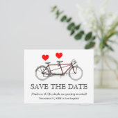 Retro Lieve Tandem Fiets Trouw Save The Date (Staand voorkant)