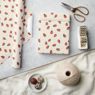 Retro lieveheersbedel cadeaupapier