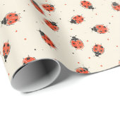 Retro lieveheersbedel cadeaupapier (Rol Hoek)