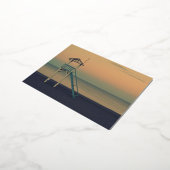 Retro Lifeguard Beach Tower Sunset Foto Folie Feestdagen Briefkaart (Gedraaid)