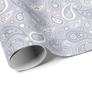 Retro Light Grey Paisley Cadeaupapier