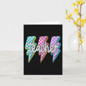 Retro Lightning Bolt Teacher Kaart (Gele Bloem)