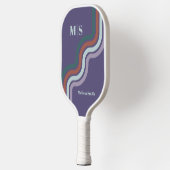 Retro Lijnen Met Initialen en Naam Moderne Kleur Pickleball Paddle (Links)