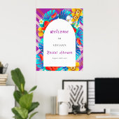 Retro lijnen Tropisch Magenta Bruiloft Welcome Poster (Thuiskantoor)