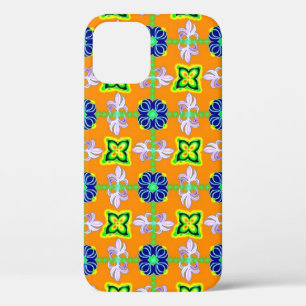 Retro lily en Daisies op geel iPhone 12 Hoesje