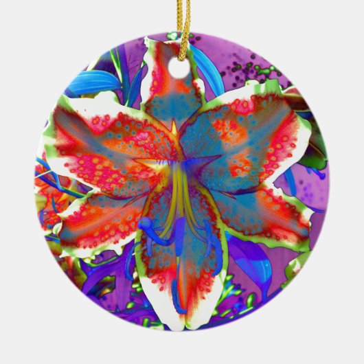 Retro Lily Keramisch Ornament (Voorkant)