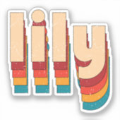 Retro Lily Naam Sticker (Voorkant)