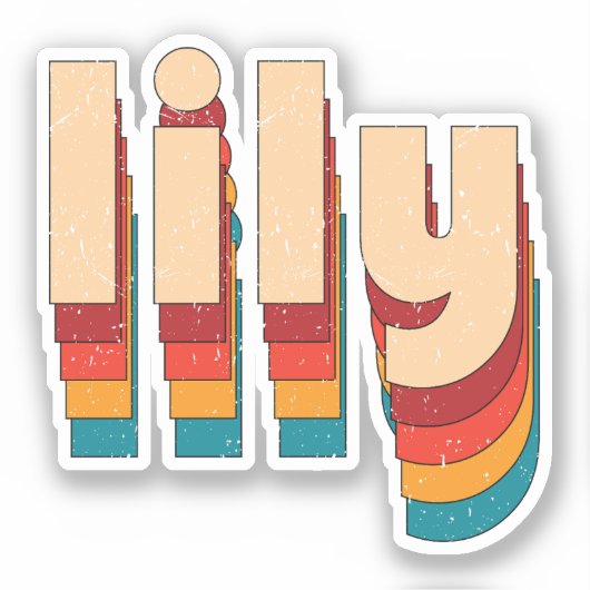 Retro Lily Naam Sticker (Voorkant)