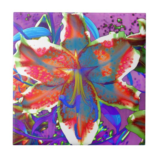 Retro Lily Tegeltje (Voorkant)