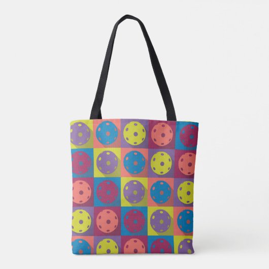 Retro limoen en koraal Pickleballen Canvas tas (Achterkant)