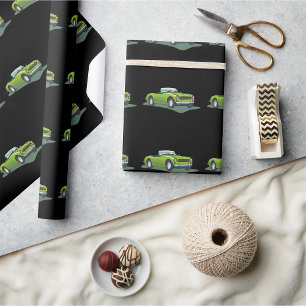 Retro limoengroene cabriolet sportwagen cadeaupapier