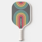 Retro Line Arch Pastel Rainbow-kleuren Aangepaste  Pickleball Paddle (Achterkant)