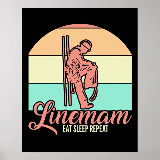 Retro Lineman Poster (Voorkant)