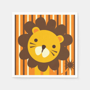 Retro Lion in Stripes Paper Napkins Servetten