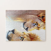 Retro Lion-Prints - Klassieke Wilde Muur Kunst Legpuzzel (Horizontaal)