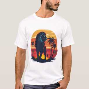 Retro Lion Sunset T-shirt  Wildlife Graphic