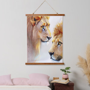 Retro Lions Art - Klassieke Wildlife Wall Art Hangend Wandkleed