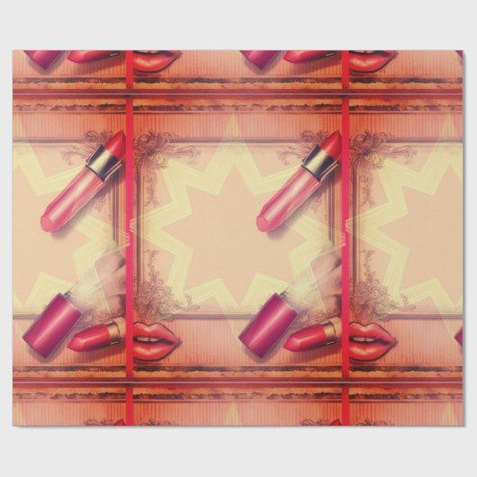 Retro-lippenstift Cadeaupapier (Vlak)