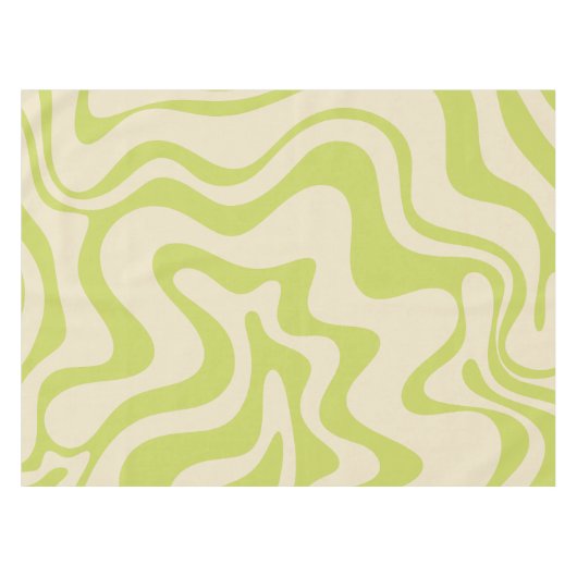Retro Liquid Swirl Abstract Licht Limoen Beige Tafelkleed (Voorkant (Horizontaal))