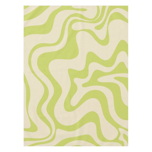 Retro Liquid Swirl Abstract Licht Limoen Beige Tafelkleed (Voorkant)