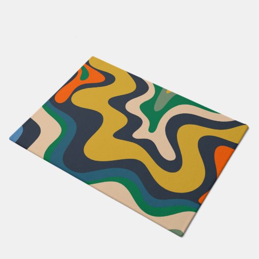 Retro Liquid Swirl Abstract Patroon Deurmat (Schuin)